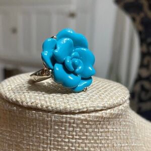 Blue Flower Statement Ring